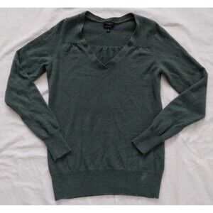 Talbots Pure Cashmere Sweater V Neck Green Womens Size Small